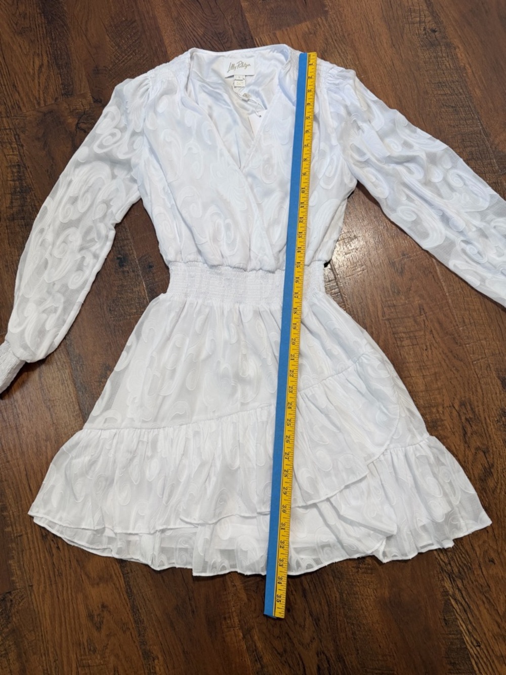 Lilly Pulitzer Cristiana Dress Women’s  SZ 2 Resort White Poly Crepe Swirl  Clip - Picture 7 of 16